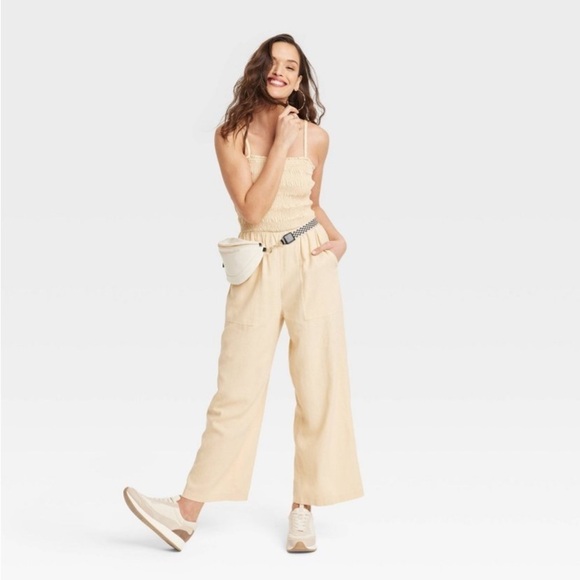 Universal Thread Pants - Women's Smocked Linen Maxi Jumpsuit - Universal Thread™ Tan new